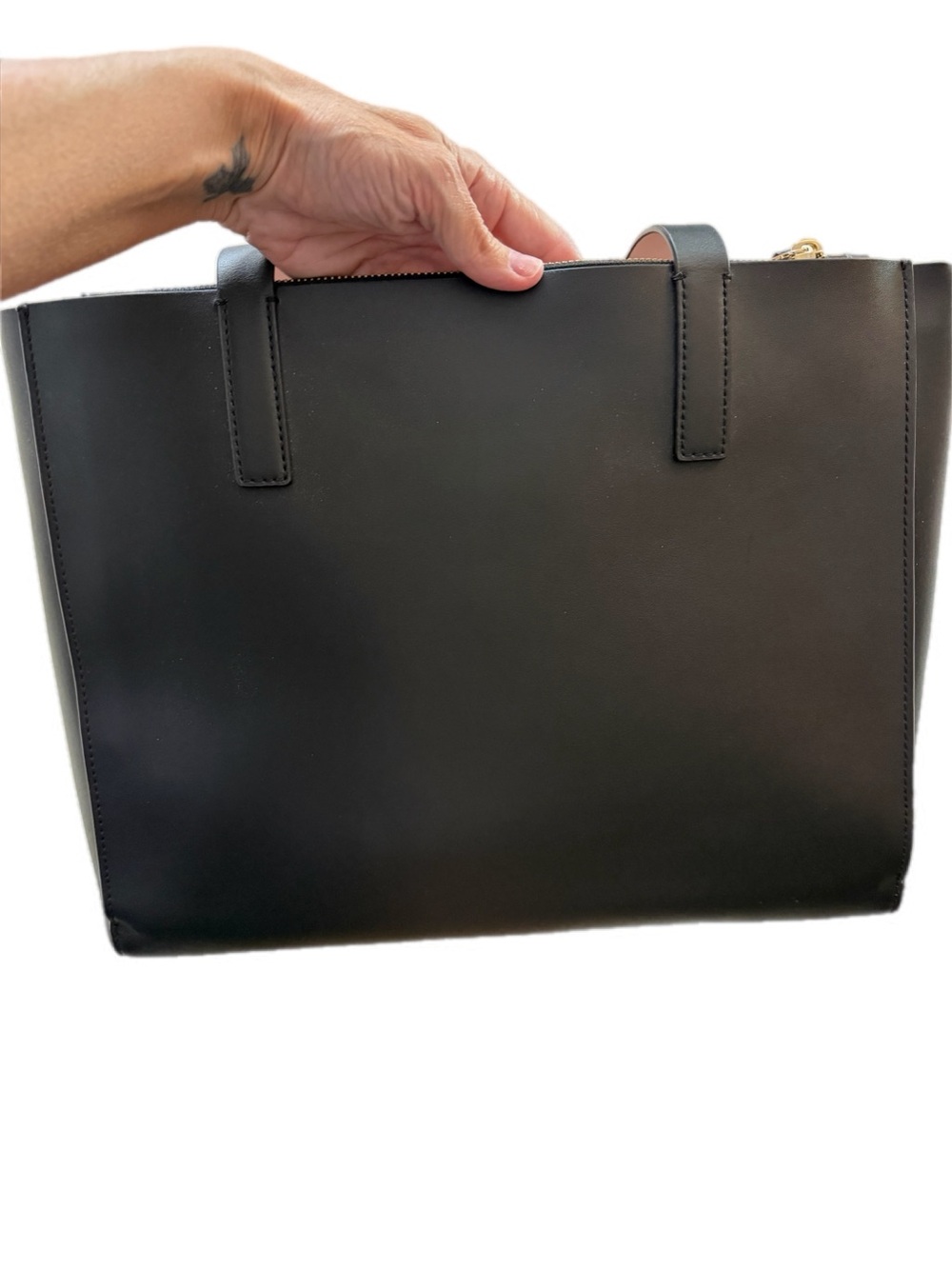 Kate Spade New York Black Leather Tote Bag Pink Interior - Picture 7 of 14
